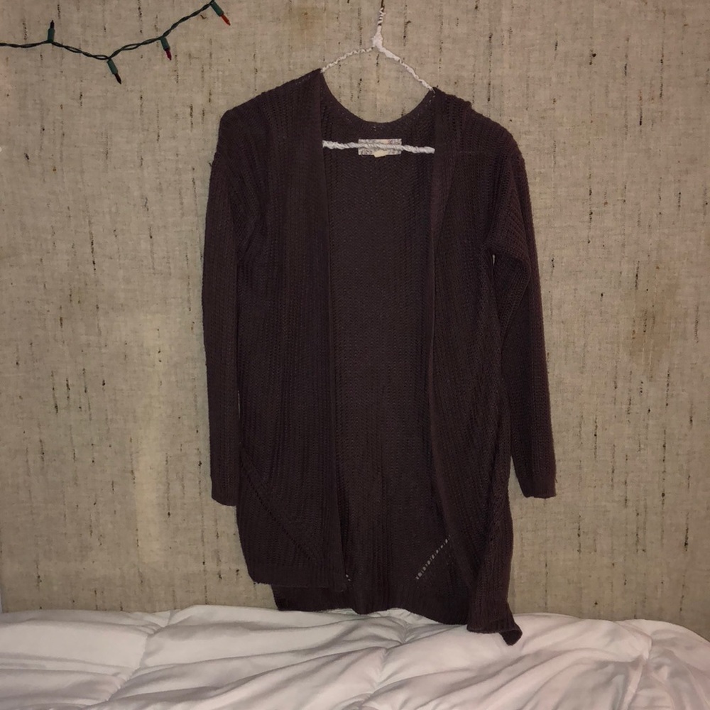 maroon/purpleish cardigan